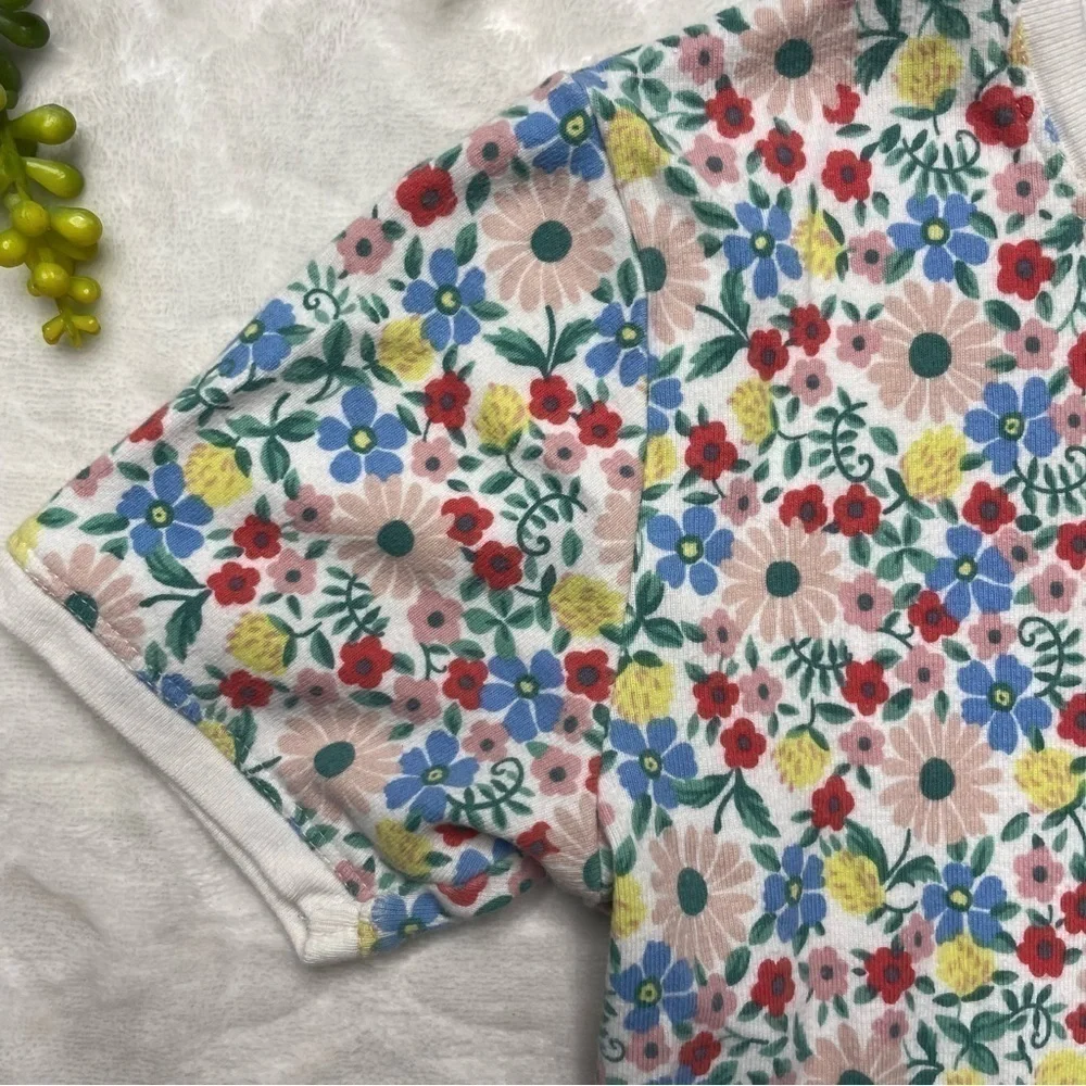 Mini Boden Girls Ditzy Pink Floral Boho 100% Cotton Short Sleeve Fitted T-shirt